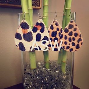 Leopard print leather earrings